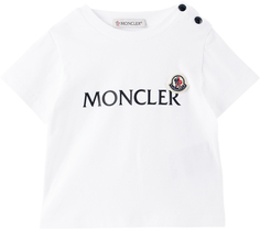 Детская белая футболка с принтом Off-white Moncler Enfant