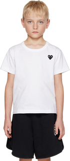 Детская белая черная футболка с нашивкой в ​​виде сердца Comme des Garçons