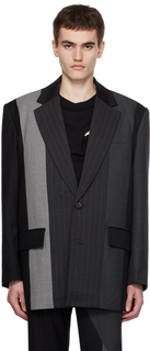 Черно-серый пиджак с несколькими вставками Feng Chen Wang