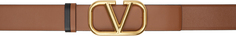 Коричневый двусторонний ремень с логотипом Valentino Garavani