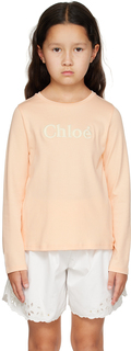 Детская розовая футболка с длинным рукавом с вышивкой Chloe