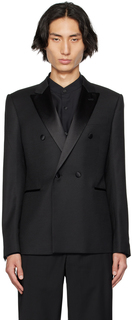 Черный жаккардовый пиджак Emporio Armani