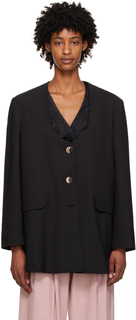 Черный объемный пиджак с драпировкой GANNI