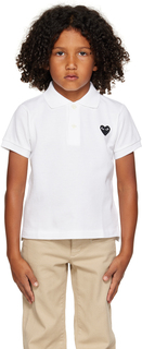Детская футболка-поло белого цвета с нашивкой в ​​форме сердца Comme des Garçons