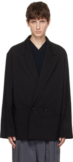 Черный двубортный пиджак LEMAIRE