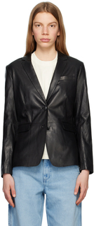 Черный кожаный пиджак Charles rag &amp; bone