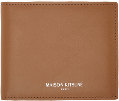 Коричневый кошелек двойного сложения, золотой Maison Kitsune