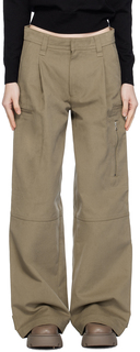 AMI Alexandre Mattiussi Серо-коричневые плиссированные брюки карго