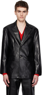 Черный пиджак из искусственной кожи на двух пуговицах Dunst