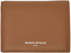 Коричневый кошелек тройного сложения, золотой Maison Kitsune