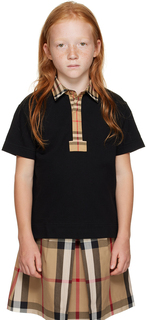 Детская черная рубашка-поло в клетку в винтажную клетку Burberry