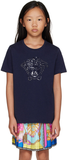 Детская темно-синяя футболка с изображением Медузы Versace