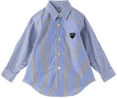 Детская сине-белая рубашка с нашивкой в ​​виде сердца Comme des Garçons