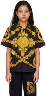 Детская черная рубашка Maschera Baroque Versace