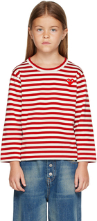 Детская футболка с длинными рукавами в красно-белую полоску Comme des Garçons