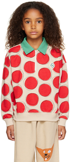Детская футболка-поло бежевого цвета с красными точками Jellymallow