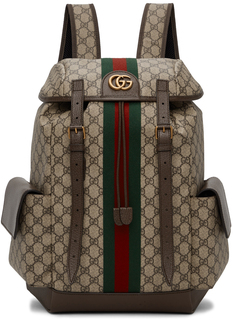 Коричневый рюкзак Ophidia среднего размера с узором GG Gucci