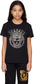Детская черная футболка с изображением Медузы Versace