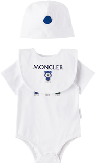 Комплект из трех предметов Baby White Белый Moncler Enfant