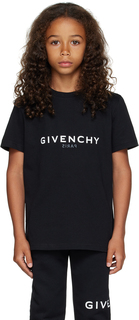 Детская черная футболка с принтом Givenchy