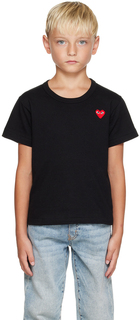 Детская черная футболка с нашивкой в ​​виде сердца Comme des Garçons