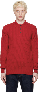 Красная футболка-поло с раздвинутым воротником Ghiaia Cashmere