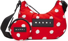 Красная нейлоновая сумка-пуф в горошек Marni