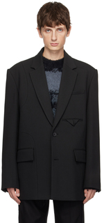 Черный пиджак с зубчатыми лацканами Feng Chen Wang