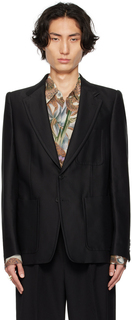 Черный пиджак с накладными карманами Dries Van Noten