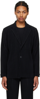 Черный пиджак со складками 2 строгого кроя HOMME PLISSe ISSEY MIYAKE