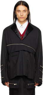 Черный пиджак со вставками TAKAHIROMIYASHITA TheSoloist.