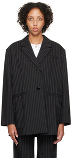 Черный полосатый пиджак GANNI