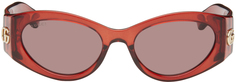 Красные овальные солнцезащитные очки Gucci