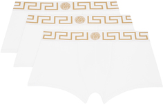 Versace Underwear Набор из трех белых боксеров с каймой Greca