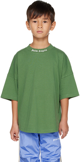 Детская зеленая классическая футболка Palm Angels