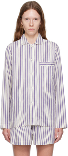 Пижамная рубашка Tekla в фиолетово-белую полоску