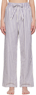 Tekla Пижамные штаны в бело-фиолетовую полоску