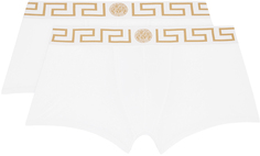Versace Underwear Набор из двух белых боксеров с каймой Greca
