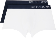 Комплект из двух трусов-боксеров темно-синего и белого цвета Emporio Armani
