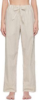Tekla Пижамные штаны в бело-коричневую полоску