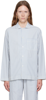 Пижамная рубашка Tekla в бело-синюю полоску