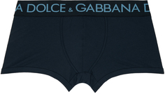 Темно-синие двусторонние эластичные боксеры синие Dolce &amp; Gabbana