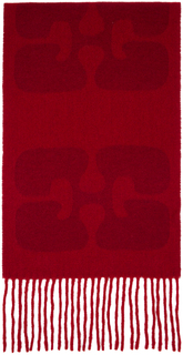Красный узкий шарф с логотипом Fiery GANNI