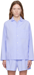 Синяя пижамная рубашка на пуговицах Рубашка Tekla