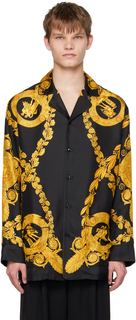Черная пижамная рубашка Maschera Baroque Versace Underwear