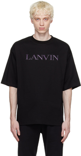 Черная футболка с вышивкой Lanvin