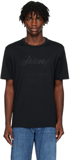 Черная футболка с вышивкой Brioni
