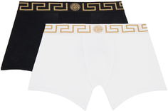 Versace Underwear Набор из двух черно-белых боксеров с каймой Greca