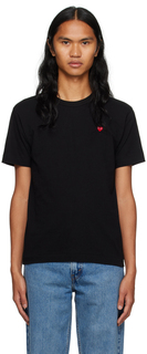 Черная футболка с вышивкой Comme des Garçons