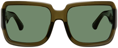 Хаки - большие солнцезащитные очки Linda Farrow Edition Dries Van Noten